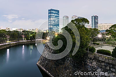 View from Himeji castle at night Stock Photo