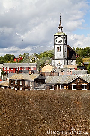 View of the historic Norwegian mining town RÃ¸ros Stock Photo