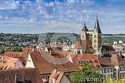 View of the historic old city center of Esslingen on the Neckar Stock Photo