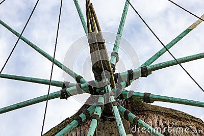 A historic wing wave and unrestrained wings of a windmill Stock Photo