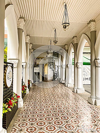 A view of historical complex of a former catholic monastery Chijmes, Singapore Editorial Stock Photo