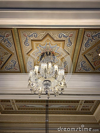 View of historical, old, classical chandelier Stock Photo