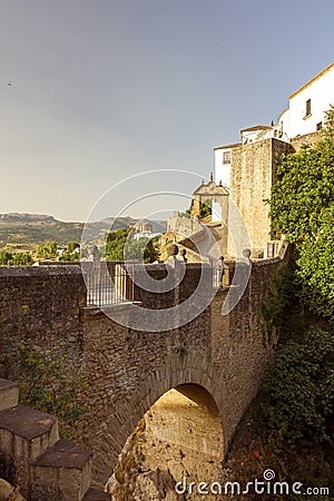 view of the historical Puento Nuevo new bridge Stock Photo