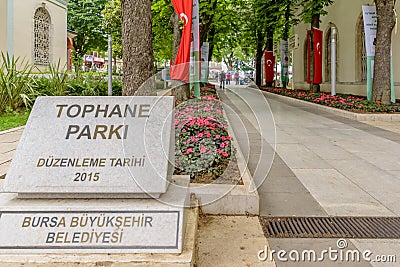 View of historical Tophane park in Bursa, Turkey Editorial Stock Photo