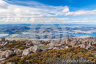 View of Hobart from Mount Wellington, Tasmania Stock Photo