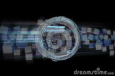 Hologram made of wheel with a futuristic finance data interface Stock Photo