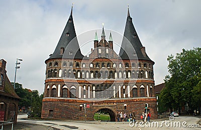 View of Holsten Gate in old town, beautiful architecture, Lubeck, Germany Editorial Stock Photo