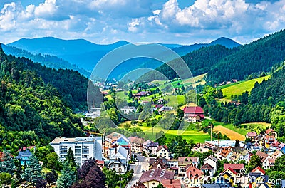 View of Hornberg village in Schwarzwald mountains - Germany Stock Photo