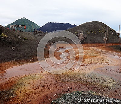 View of the hot springs, Mount Tavurvur, Rabaul, Papua New Guinea. Editorial Stock Photo