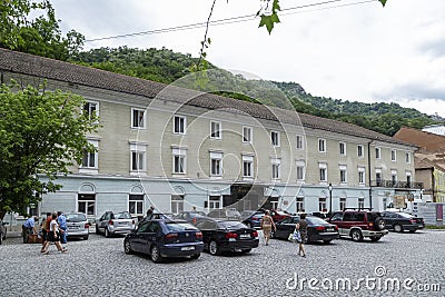 View of Hotel Ferdinand located in the old area of the city Baile Herculane, Caras-Severin, Romania Editorial Stock Photo