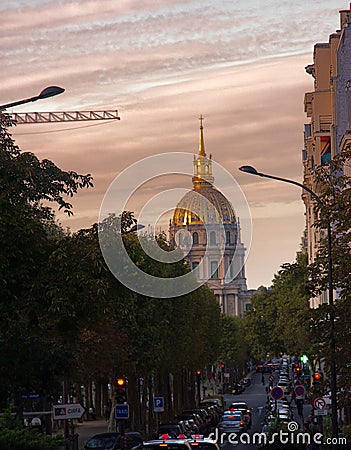 View of the house of Disabled from the Champs Elysees Editorial Stock Photo