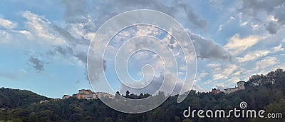 View of house on top of hill at Atina Lazio Italy Stock Photo