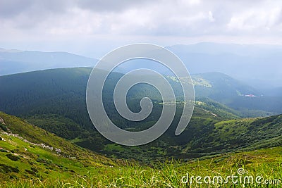 View from Hoverla in the Carpathians mountains, Ukraine Stock Photo