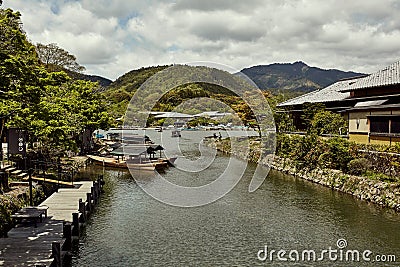 View of Hozu River in Arashiyama Editorial Stock Photo