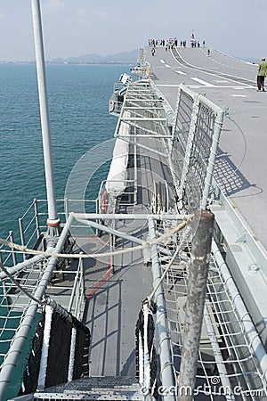 View of the HTMS Chakri Naruebet Ship with bluesky Editorial Stock Photo