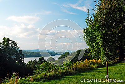 A view of the Hudson River and Valley from Hyde Park, New York Stock Photo