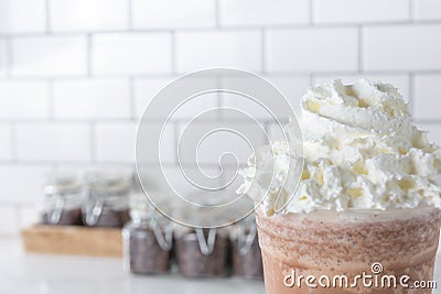 Whipped cream coffee right Stock Photo