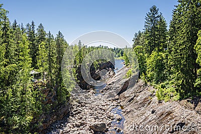 View of Imatrankoski rapid The Imatra Rapid in summer, Vuoksi River Stock Photo