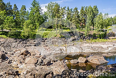 View of Imatrankoski rapid The Imatra Rapid in summer, Vuoksi River, Imatra, Finland Stock Photo