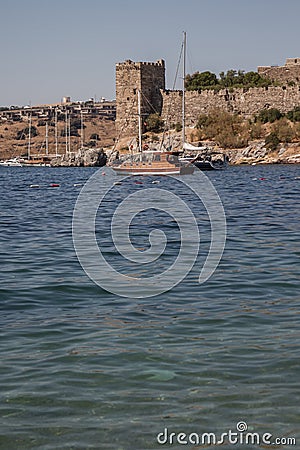 View of Important Historic Landmark, Bodrum Castle from Mugla, T Stock Photo