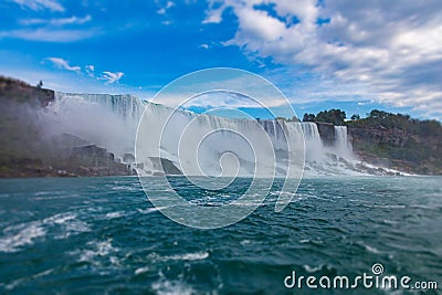 Panorama view of the US side of the Niagara Falls, Ontario, Canada Stock Photo