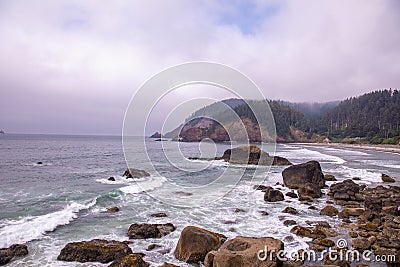 View of Indian Beach, Ecola state park Oregon Stock Photo