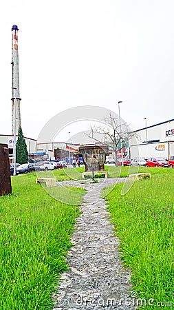 View of the industrial Langreo in the Autonomous Community of the Principality of Asturias Editorial Stock Photo