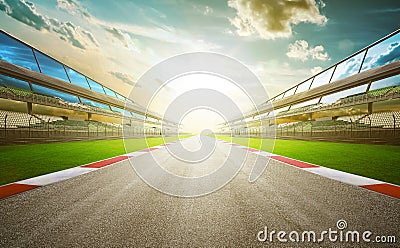 View of the infinity empty asphalt international race track Stock Photo