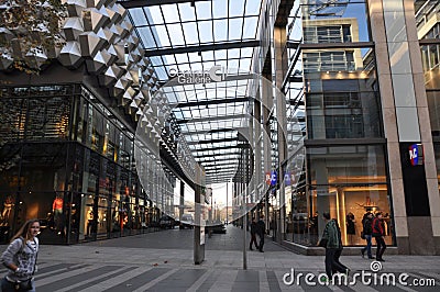 View of the inner glass gallery of a modern store. Editorial Stock Photo