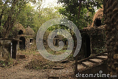 Beatles ashram, ruins in the jungle Stock Photo