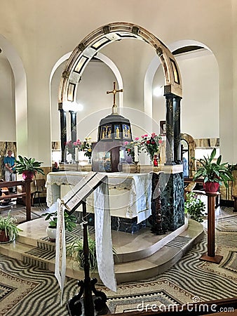 A view of the inside of the Church of the Beatitudes Editorial Stock Photo
