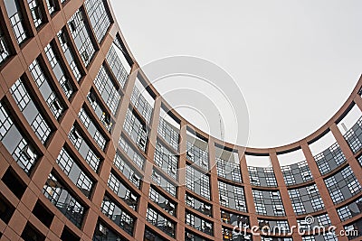 View from the inside of the courtyard of the European Parliament in France to the sky Stock Photo