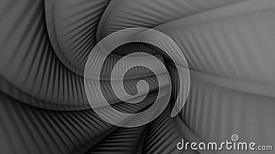 View inside the grey tunnel turning right, seamless loop. Animation. Moving in the monochrome tunnel with its surface Stock Photo