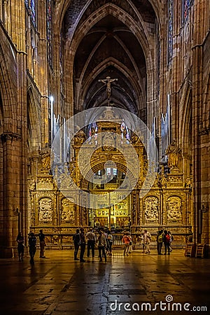 View inside Leon Cathedral Editorial Stock Photo