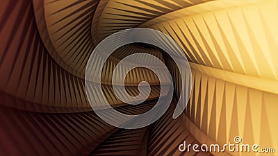 View inside the light brown tunnel turning right, seamless loop. Animation. Moving in the colorful tunnel with its Stock Photo