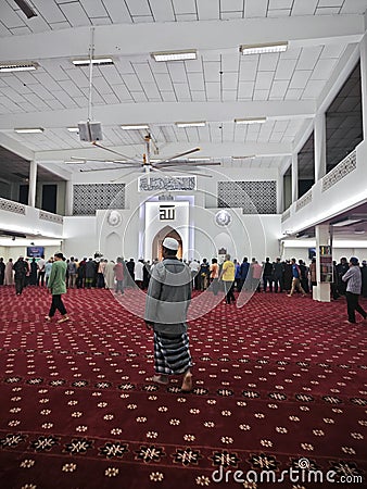 View inside of Masjid in Malaysia on Maghrib prayer time Editorial Stock Photo