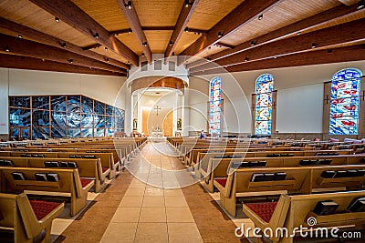 View inside a church Stock Photo