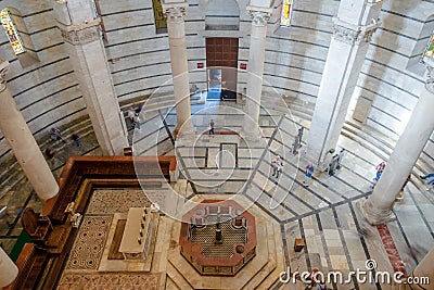 View from the inside of the San Giovanni Baptistery, Pisa, Piazza del Duomo, Tuscany, Italy Editorial Stock Photo