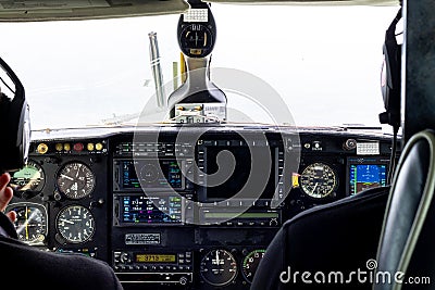 Small Aircraft Flightdeck Stock Photo