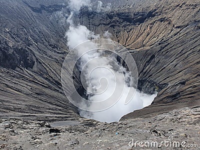 View Inside A volcano Crater Stock Photo