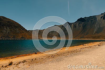 View inside of Volcano Nevado de Toluca National park with lakes inside the crater. landscape near of Mexico City Stock Photo