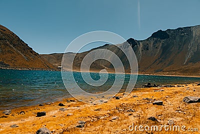 View inside of Volcano Nevado de Toluca National park with lakes inside the crater. landscape near of Mexico City Stock Photo
