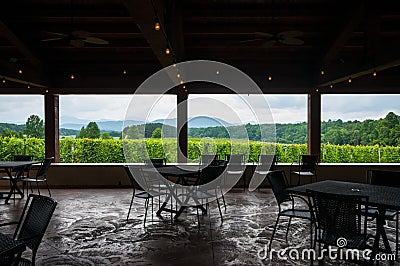 View #2 from Inside Winery Pavillion in Blue Ridge Mountains Stock Photo
