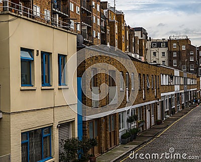 View on an interesting street, characteristic buildings English Stock Photo