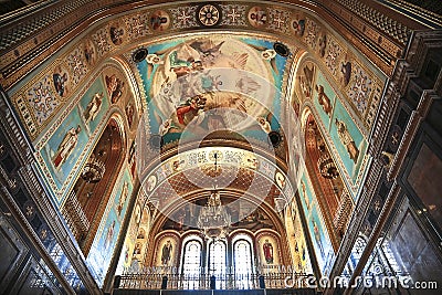 View of the interior of the Cathedral of Christ the Savior. Editorial Stock Photo