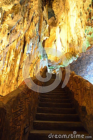 The view of the interior of the cave Stock Photo