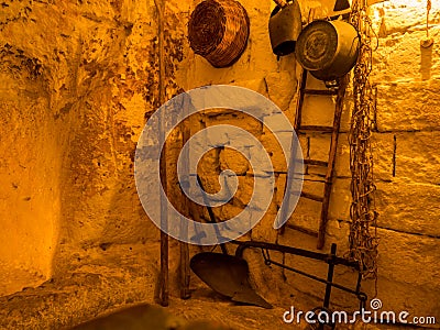 Historical Home Cave, Matera, Italy Stock Photo