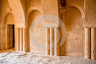 View at the interior of Kharana Desert castle in estern Jordan Stock Photo