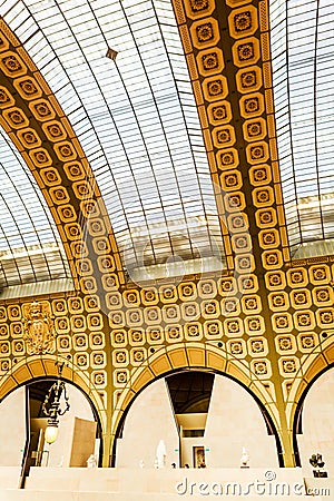 View of the interior of the Musee d`Orsay, Paris Editorial Stock Photo
