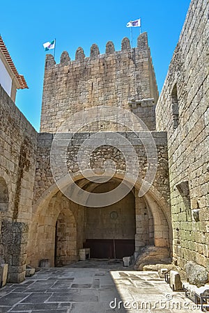 View at the interior ruins of the medieval Belmonte Castle, iconic monument building at the Belmonte village, portuguese patrimony Editorial Stock Photo